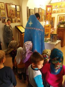 Водосвятный молебен с участием группы детского сада в церкви села Вирга