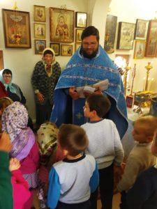 Водосвятный молебен с участием группы детского сада в церкви села Вирга